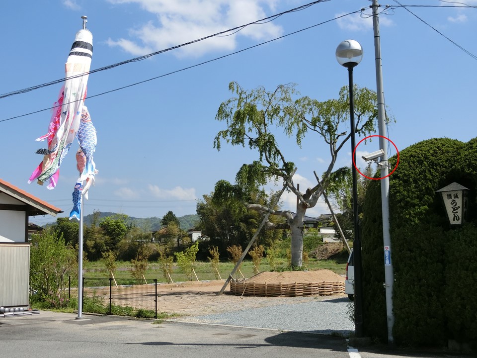 福岡県京都郡みやこ町　うどんの庄 丸亀様　監視カメラ施工